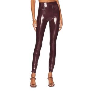 SPANX Faux Patent Leather Liquid Gloss Leggings Ruby Women’s Petite Small